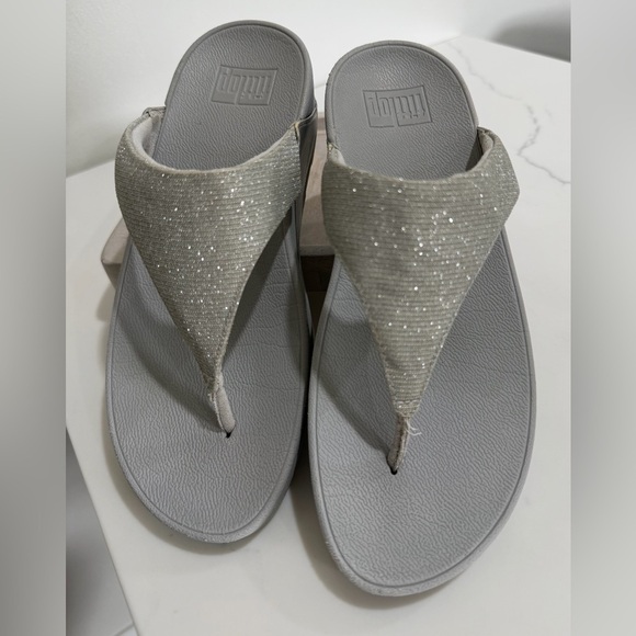 Fitflop Shoes - Fitflop  Size 7 Lulu Shimmerlux Womens Sandal Silver Toe Post Slip-On